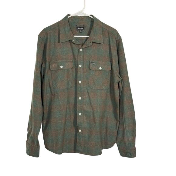 Brixton Other - Brixton Bowery Standard Fit Plaid Flannel Button-Up Shirt Green Brown L